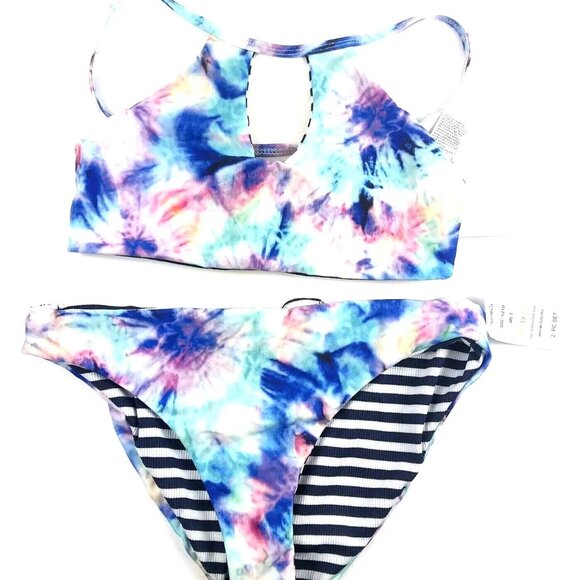 Splendid Girl’s Crisscross High Neck Bikini Set Size 14, Floral